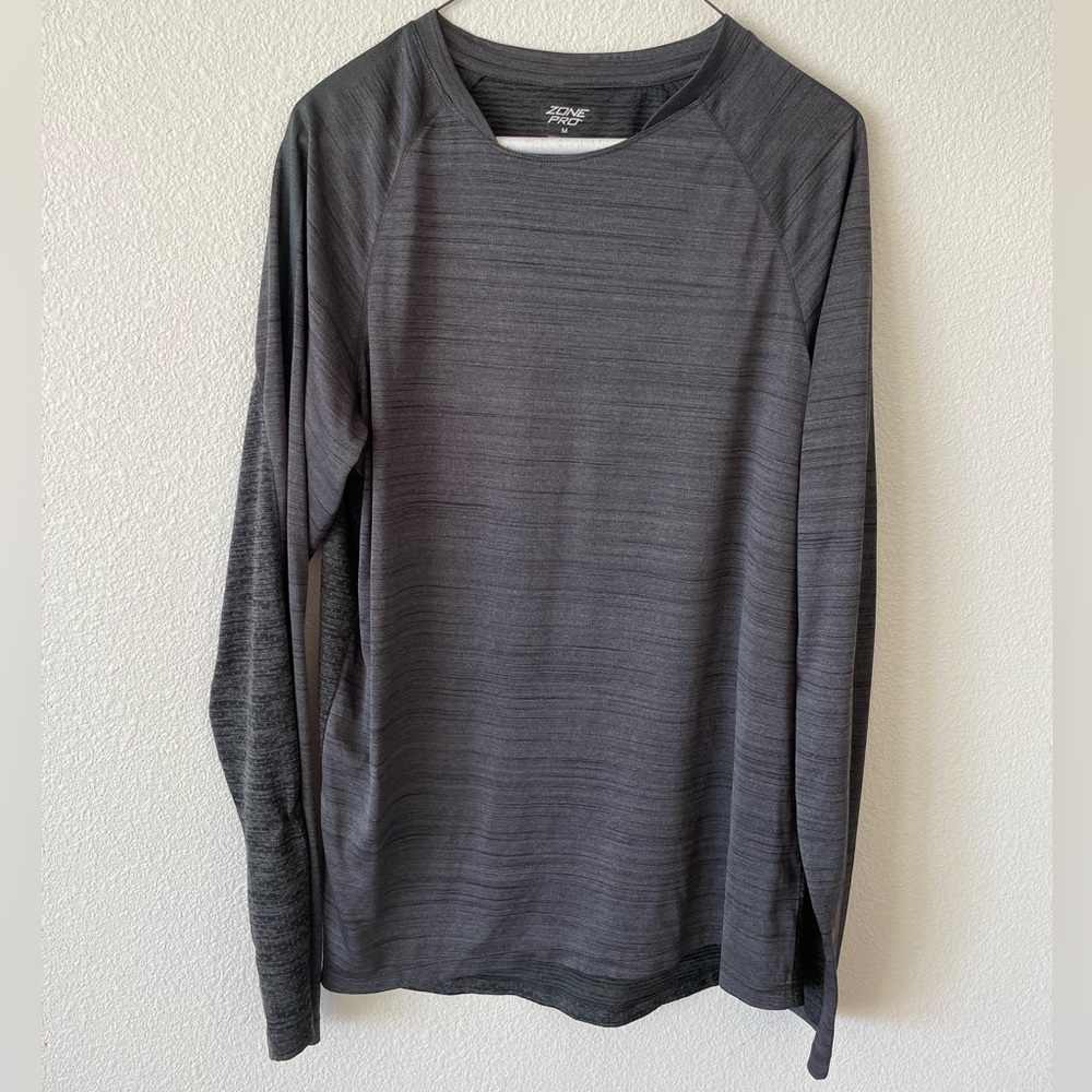 Mens grey long sleeve athletic shirt